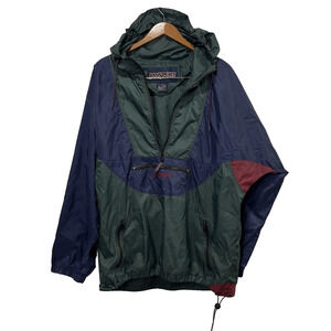 Jansport Vintage 90s Size Med Nylon Color Block Windbreaker Hooded (SEE PHOTOS)